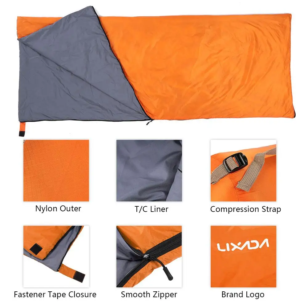 

Lixada 190*75cm Camping Envelope Sleeping Bag Ultralight Travel Mini Lazy Bags With Compression Bag Equipment Spring Autumn