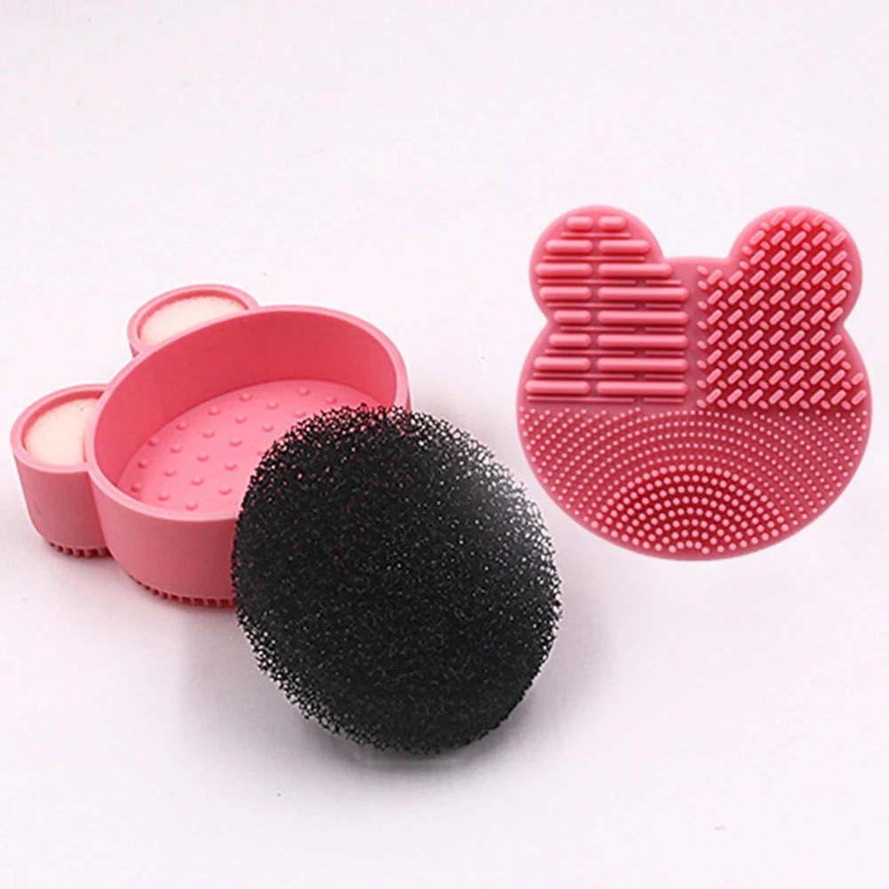 Коробка для чистки кистей макияжа в форме симпатичного медведя губка теней век и