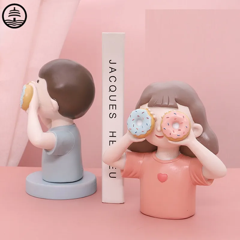 

Скандинавские декоративные скульптуры для мальчиков и девочек, Декор, лечебный герой, кукла, Статуэтка из смолы, ремесла, офисное украшение ...