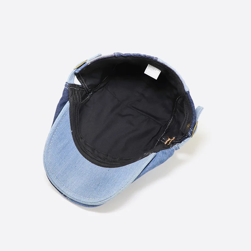

Denim Patch Ivy Hat Women Fashion Beret Men Big Size Pure Cotton Newsboy Cap 56-60cm