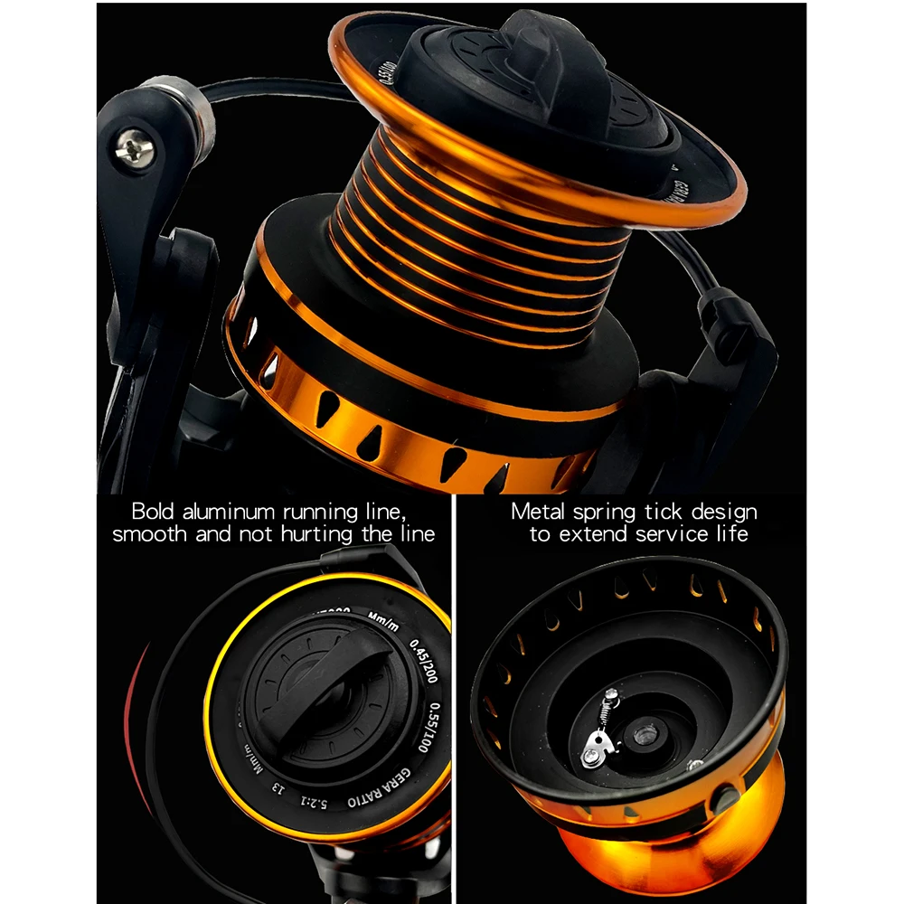 

High Quality Fishing Reel 4000-8000 13 Ball Bearings Drag12kg Pesca Carp Spinning Reels Molinete Peche En Mer