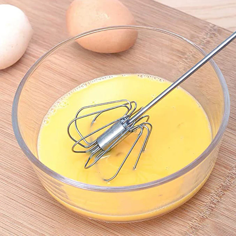 

Semi-Automatic Egg Beater 304 Stainless Steel Egg Whisk Manual Hand Mixer Self Turning Egg Stirrer Kitchen Egg Tools
