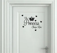 princess sleeps here baby girls room wall stickers for kids rooms door sticker home decor wall decal environmental pvc