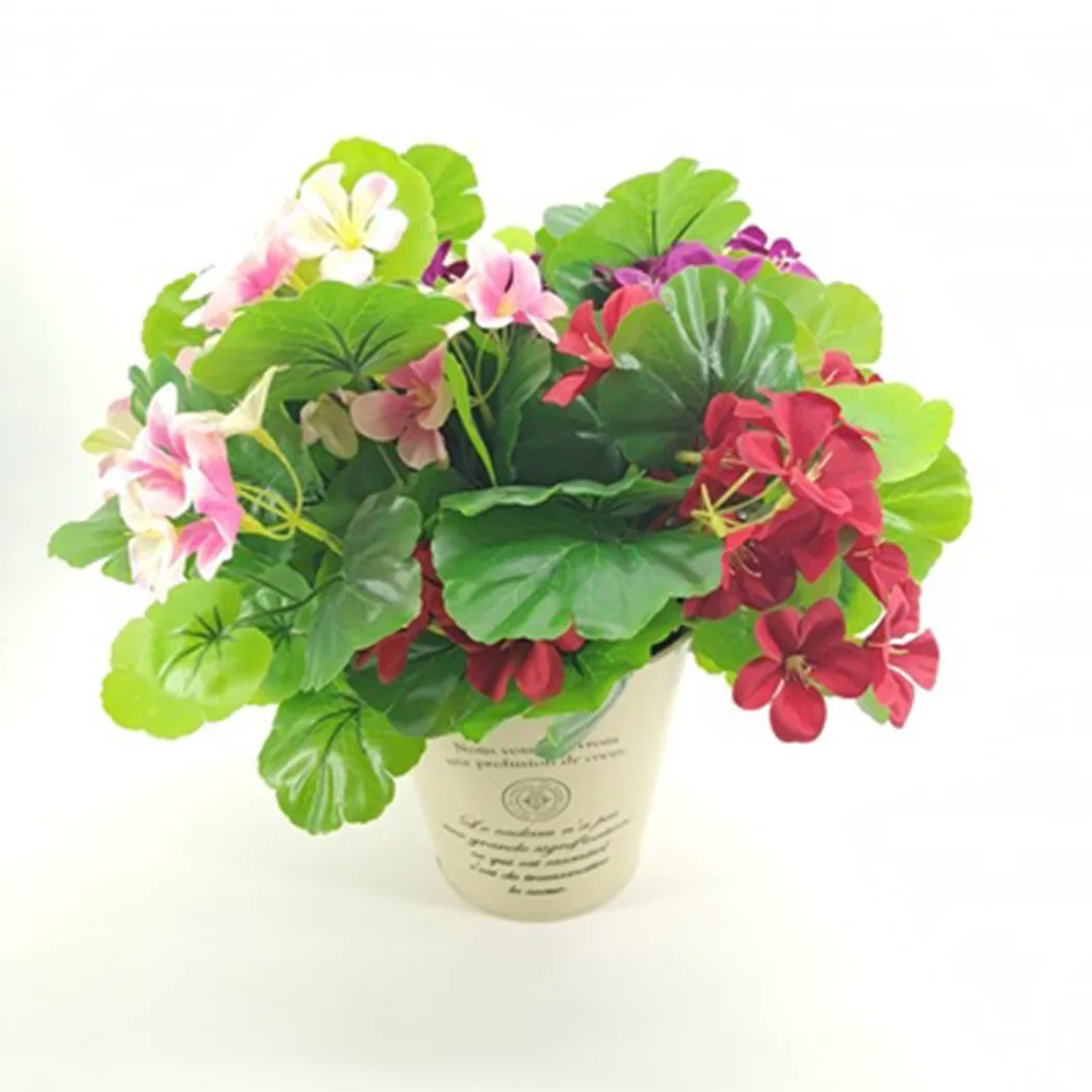 

37cm 1 Bunches Artificial Flowers Plastic Geranium Flowers 5 Branches 27 Leaves Cheap Fake Flowers Home Wedding Decoration