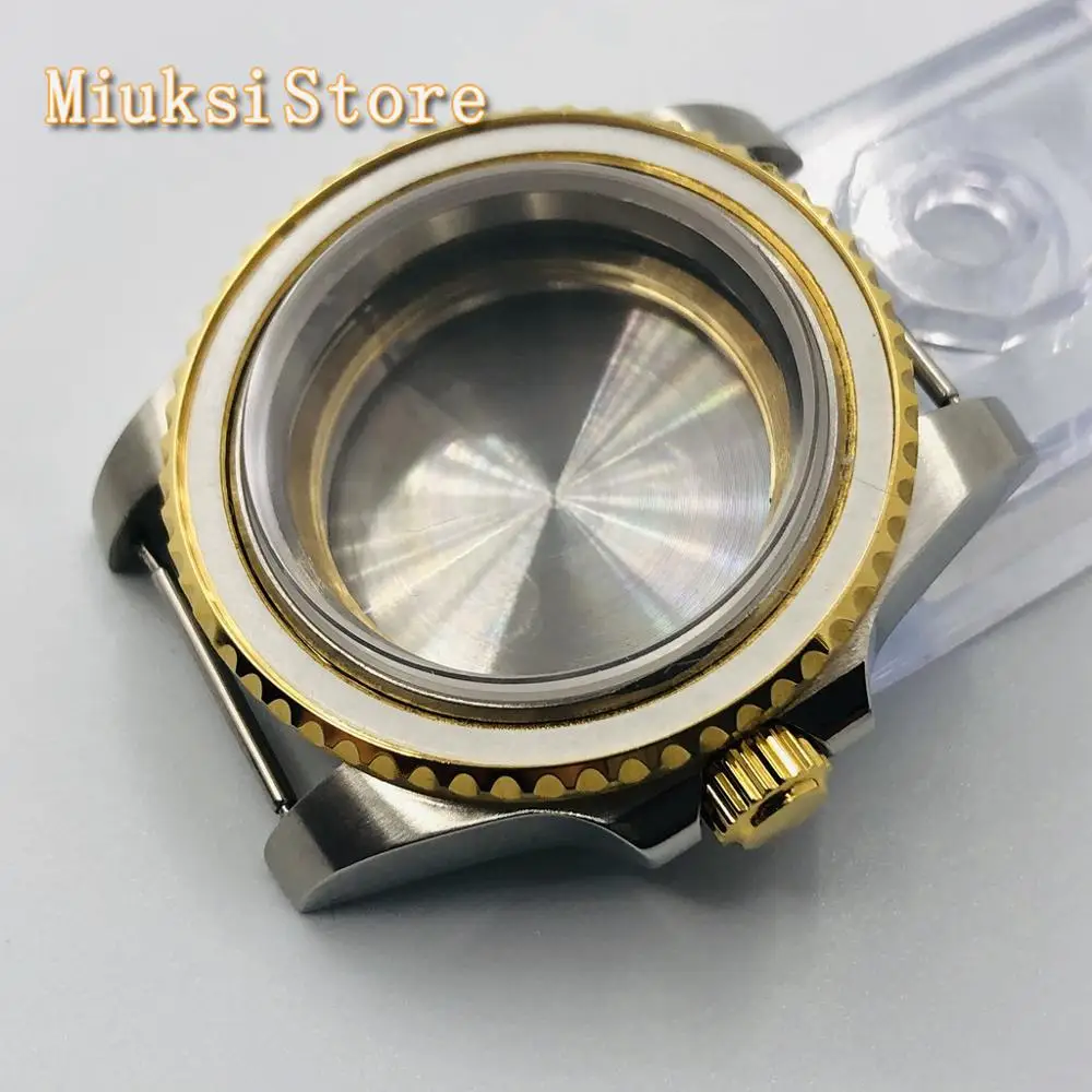 

40 мм сапфировое стекло золотые часы из нержавеющей стали чехол подходит для ETA 2836 Mingzhu DG 2813 3804 Miyota 821A 8205 8215 движение