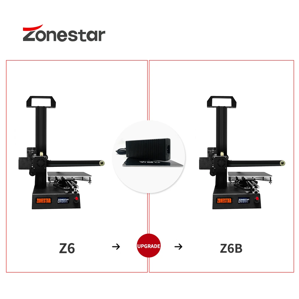 ZONESTAR Z6 обновленный комплект 3d принтер 150x150 мм с горячей станиной 12 В/10 А адаптер питания части 3d принтера Z6F обновление до Z6FB