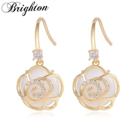 brighton temperament shiny zircon petal opal pendant drop dangle earring for women weeding trendy jewelry gift hot sale 2021