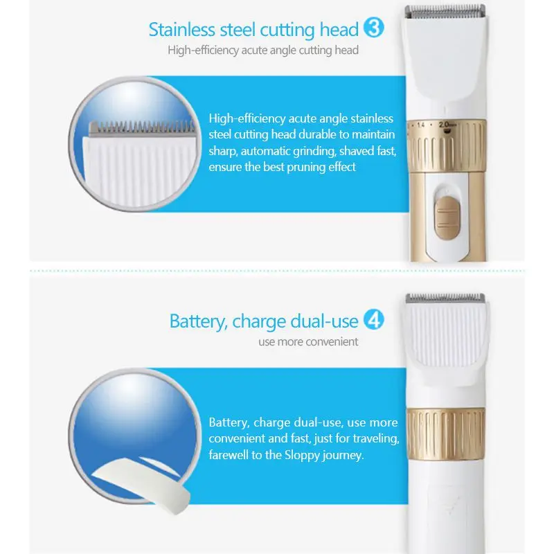 Мужские перезаряжаемые электрические золотые машинки для стрижки волос от Kemei