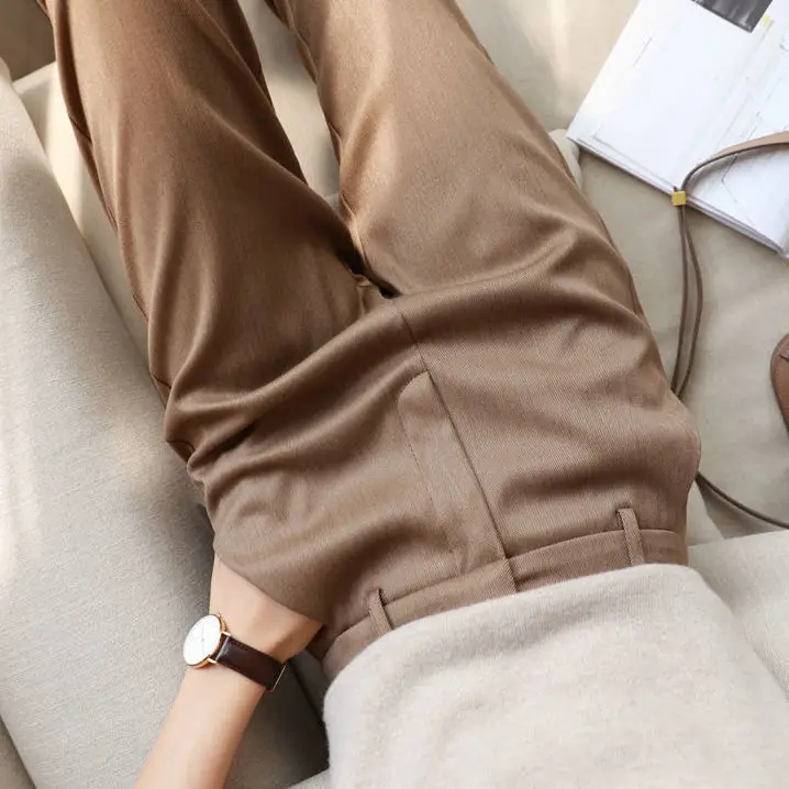

Spring Autumn Casual Suit Pants Female High Waist Loose Simple Straight Drape Cigarette Pants Pencil Pants Women Bottoms Pants