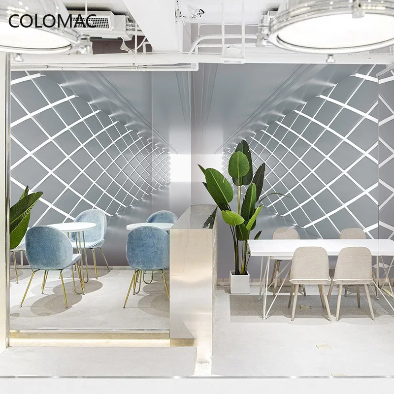 

Colomac Custom 3D Space Extension Geometric Wallpaper Company Reception Counter Background Decoration Mural Dropshipping