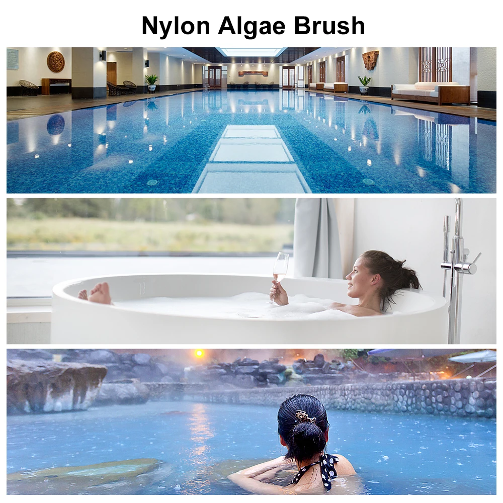 

KKmoon 5.5 Inches Pool Brush Head Nylon Algae Brush Swimming Pool Brush with Aluminum Handle for Cleaning Pool Wall Tile Floor