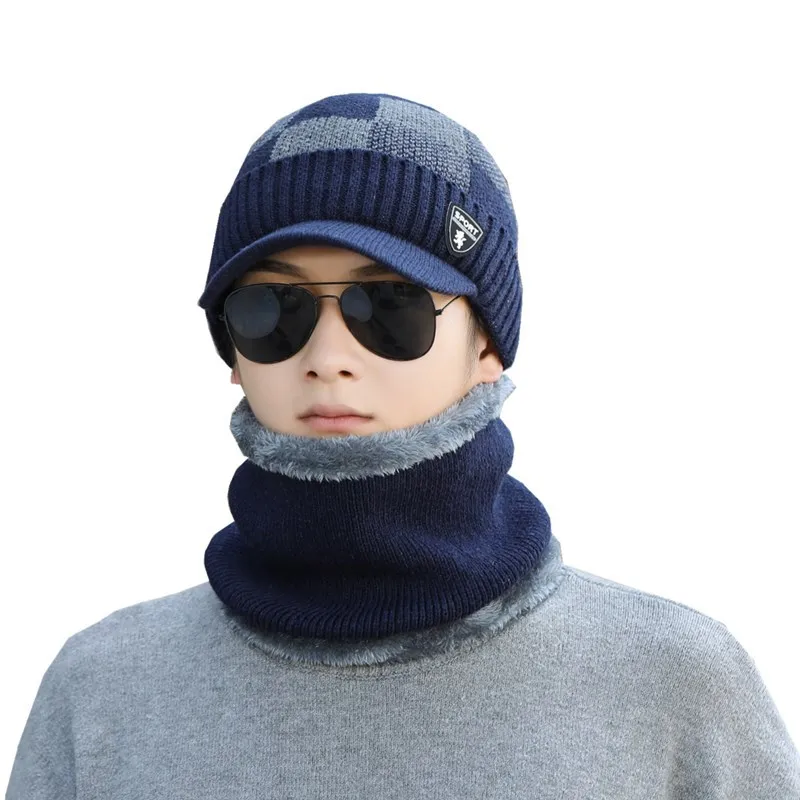 

Autumn and winter Plaid down cap for men and women