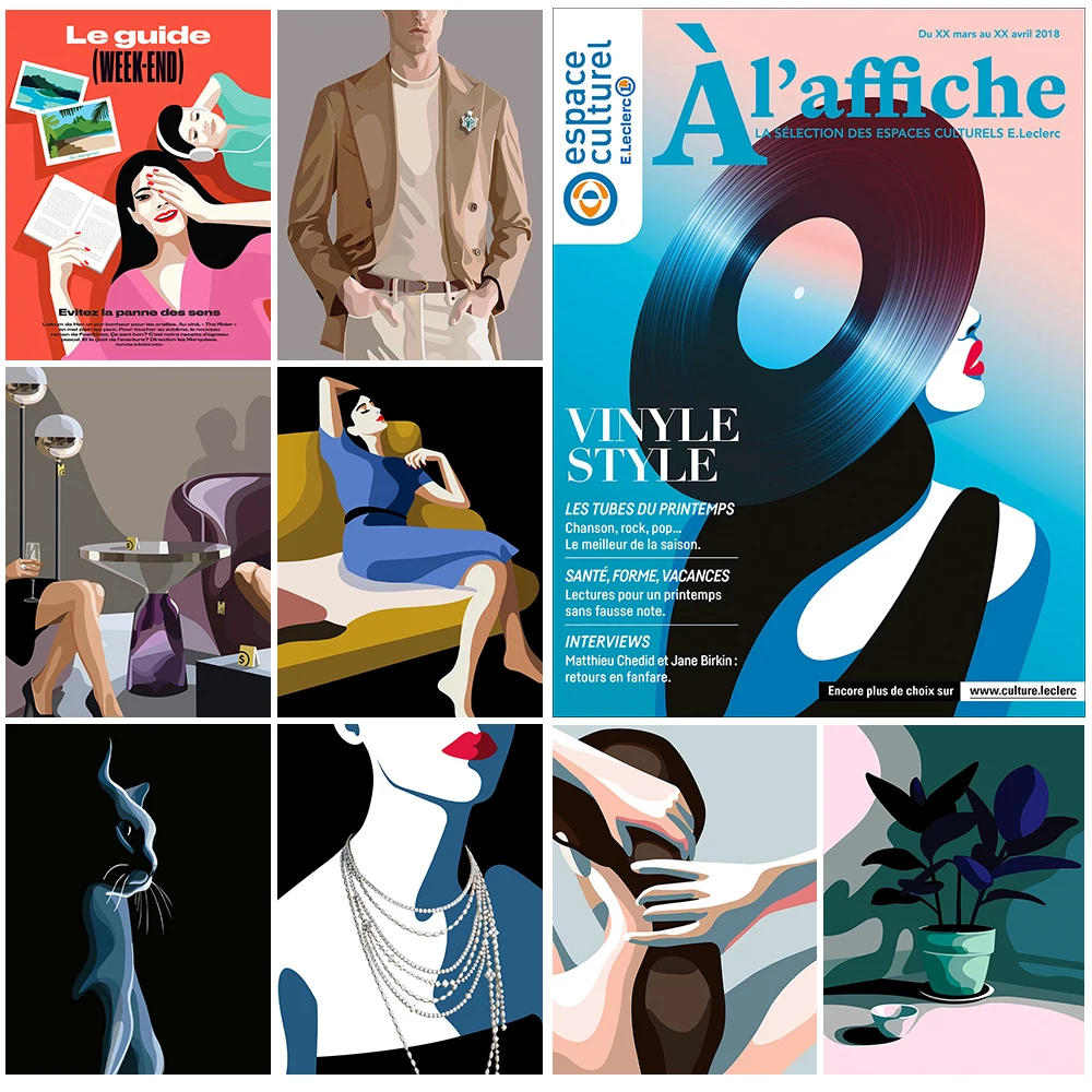 

Fashion Magazine Girl Modern Women Nordic Poster Wall Art Canvas Painting Wall Pictures For Living Room Home Decor Unframed