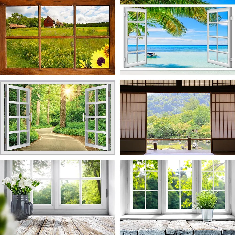 

Mehofond Photography Background Spring Retro Window Sunshine Wooden Party Wedding Newborn Baby Portrait Photophone Photo Studio