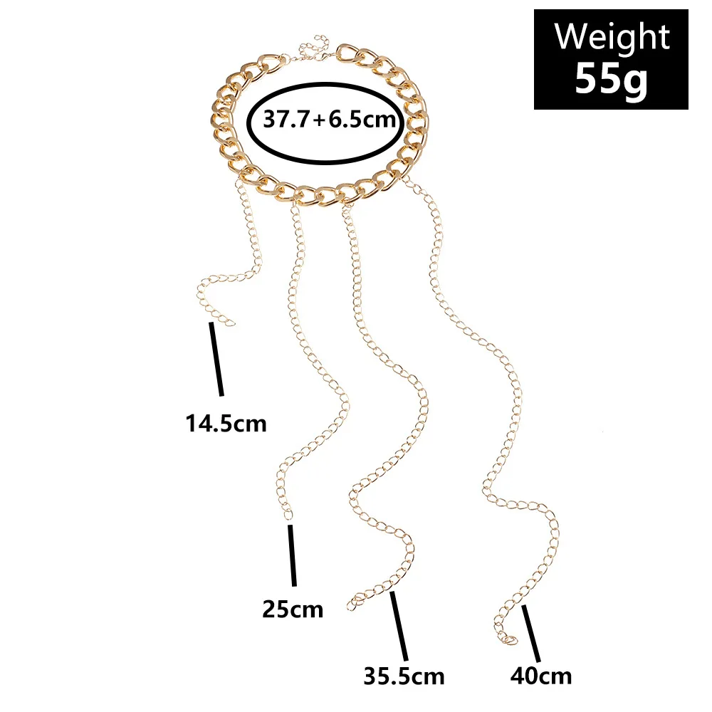 

Gold Punk Long Chains Charms Statement Choker Necklace for Women Female Hip Hop Chain Necklaces For Women Party Jewelry Gift