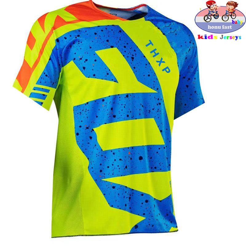 

2021 New Kids Quick Dry Motocross Jersey Downhil Mountain Bike DH Shirt MX Motorcycle Clothing thxp fox MTB jersey T-Shirts