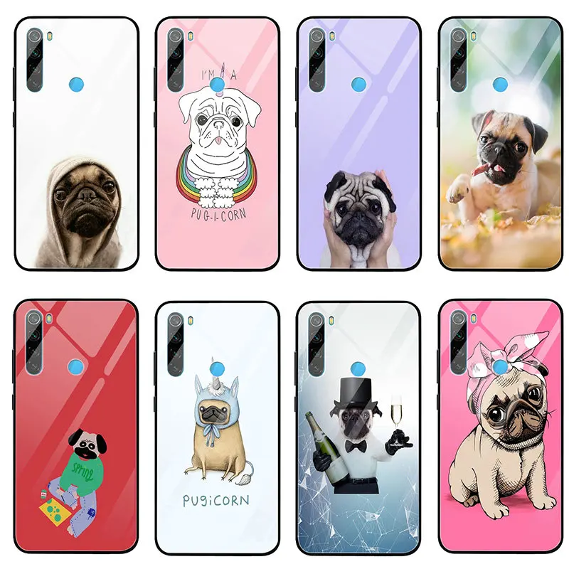 Забавный чехол для телефона из закаленного стекла с изображением животных мопса