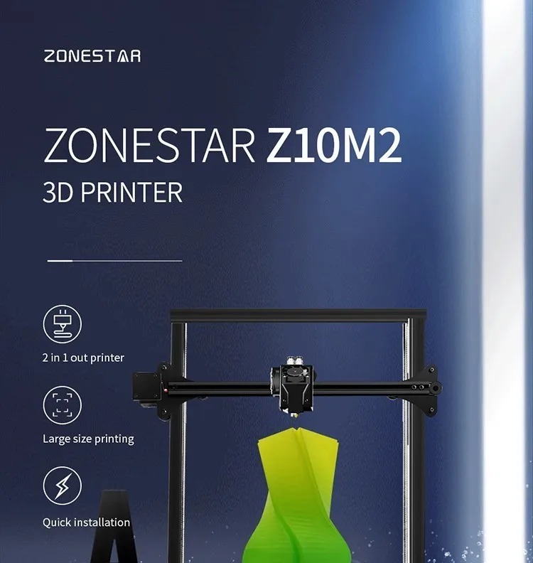 ZONESTAR Z10 Lager Размер 3d принтер одиночный/двойной экструдер Автоматическое Смешивание цвета с закаленным стеклом Горячая кровать быстро собранный