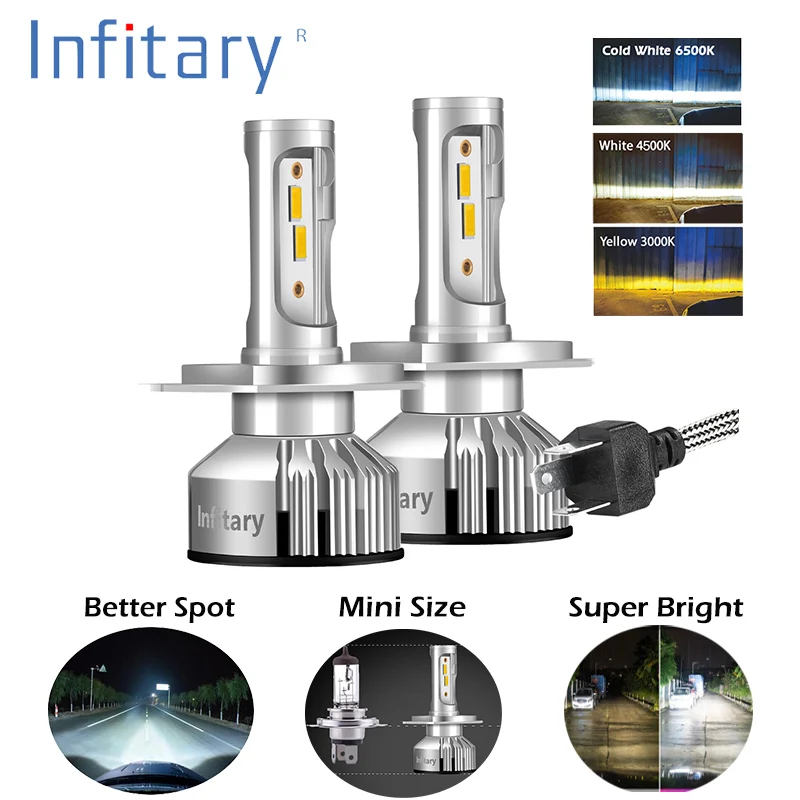 Infitary V3 модель H4 светодиодный H7 H1 H3 H11 72W фары для 10000LM 3000 K/4500 K/6500 K CSP 1860 светодиодный автомобилей головной светильник тумана Светильник лампы Автомобильные светодиодные противотуманные лампы фары