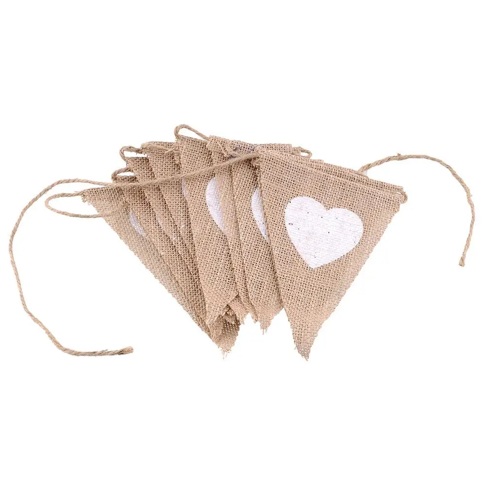 

Flag Heart Linen Decor String Flags Pennant Home Burlap Party Decoration Wedding Banner