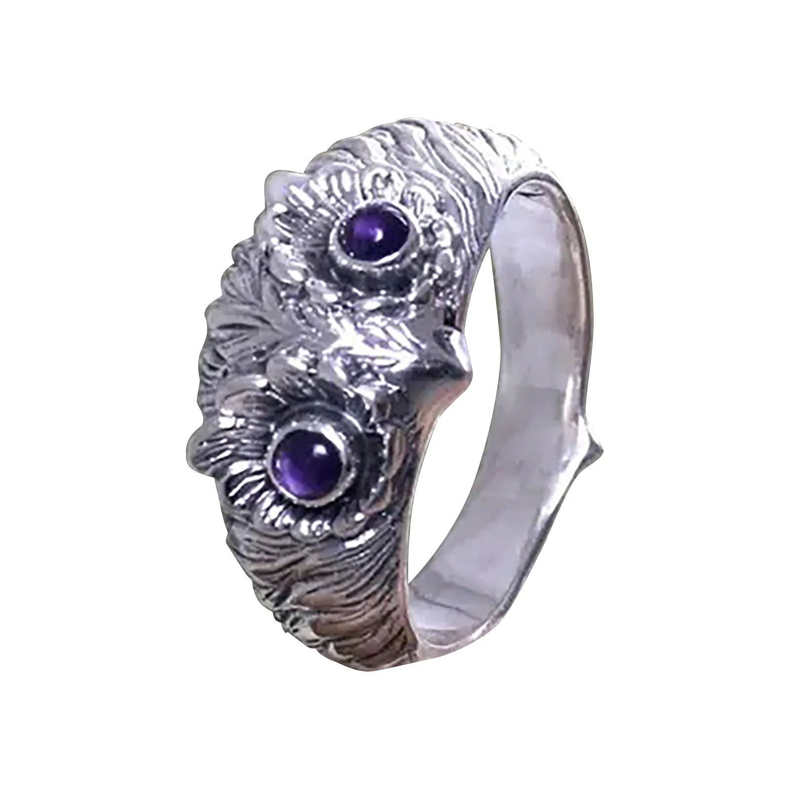 Женское кольцо в стиле ретро с фиолетовыми глазами виде совы милыми животными