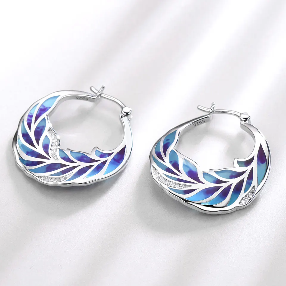 Женские эмалированные Серьги-клипсы UMCHO ручной работы с цветами и фианитами |