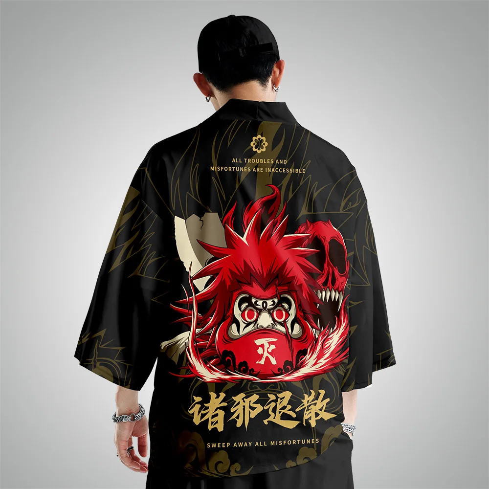 

Men Japanese Harajuku Style Tops Bath Robes Kimono Haori Yukata Chinese Traditional Print Hanfu Tang Suit Cardigan Kimono