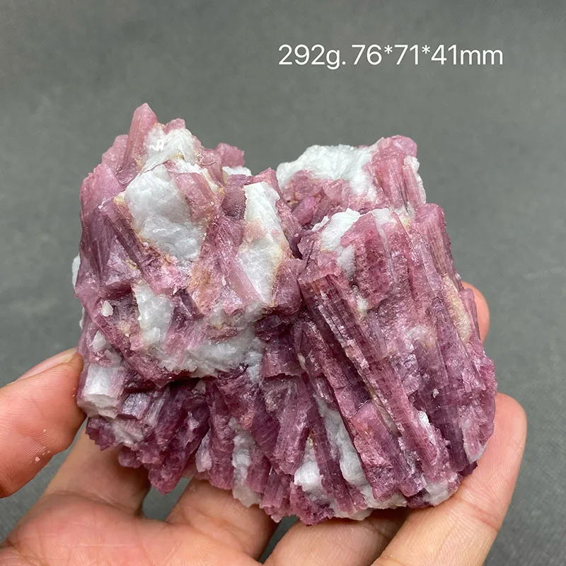 

100% natural pink tourmaline rough healed crystal quartz ore specimen