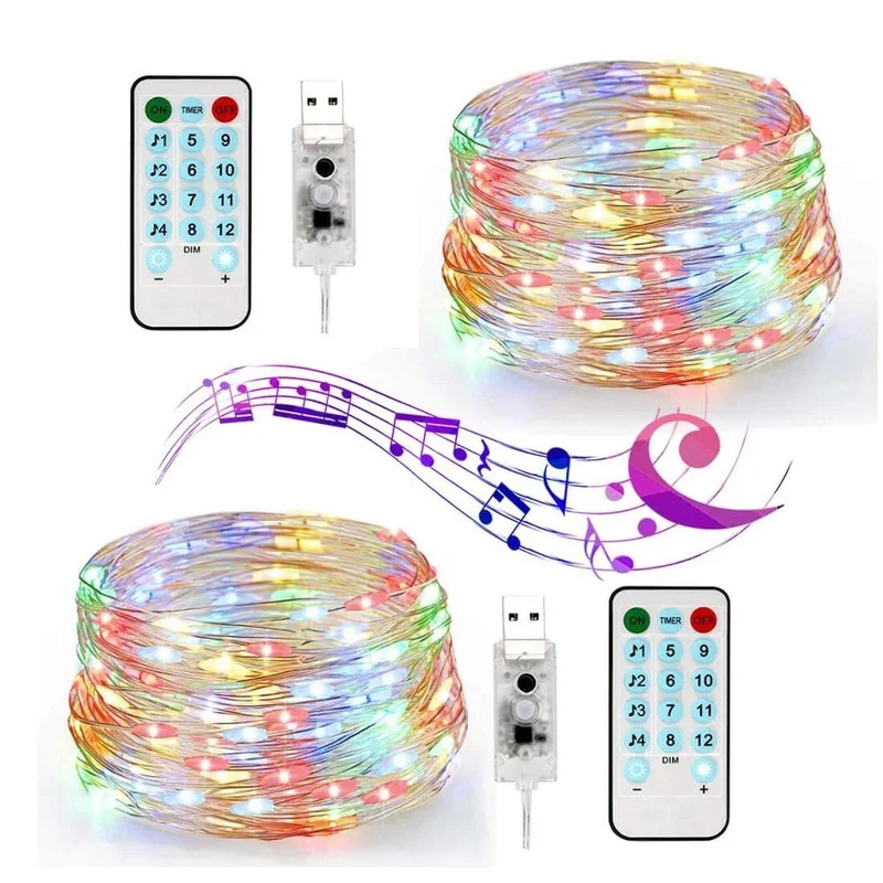 

8Mode USB Copper Wire RGB Fairy String Light with Remote Control 5M/10M Garland Lamp for Christmas Wedding Home Party Decoration
