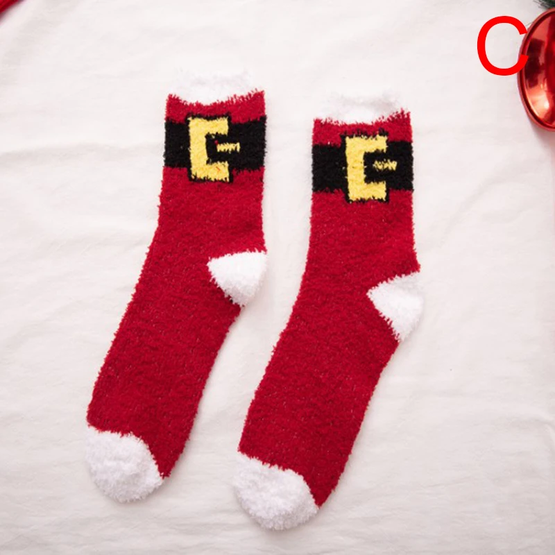 

Women Socks Cotton Christmas Socks Winter New Year Santa Claus Christmas Tree Deer Colorful Kawaii Coral Wool Socks