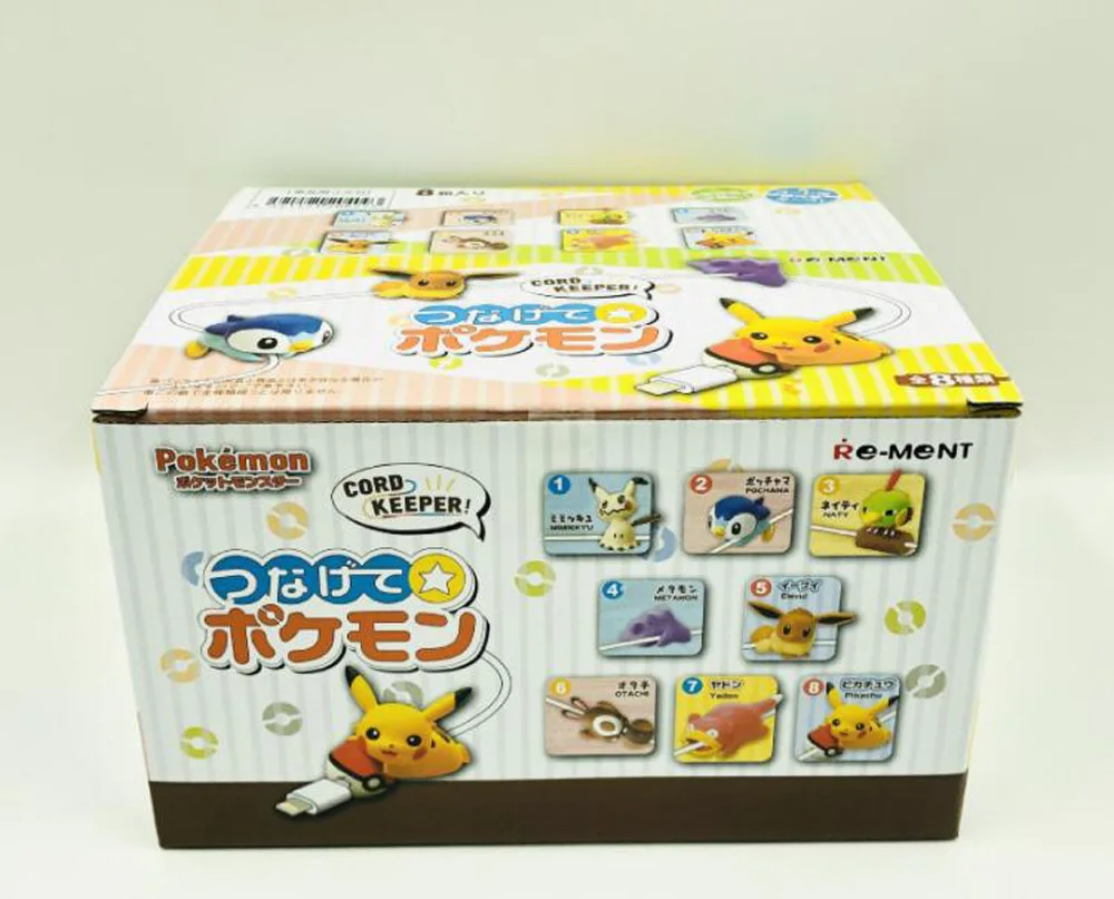 8 шт. Pikachu Eevee Mimikyu Ditto Piplup Sentret Медленный 6 см ПВХ животных кабель протектор фигурки розничная - Цвет: With box