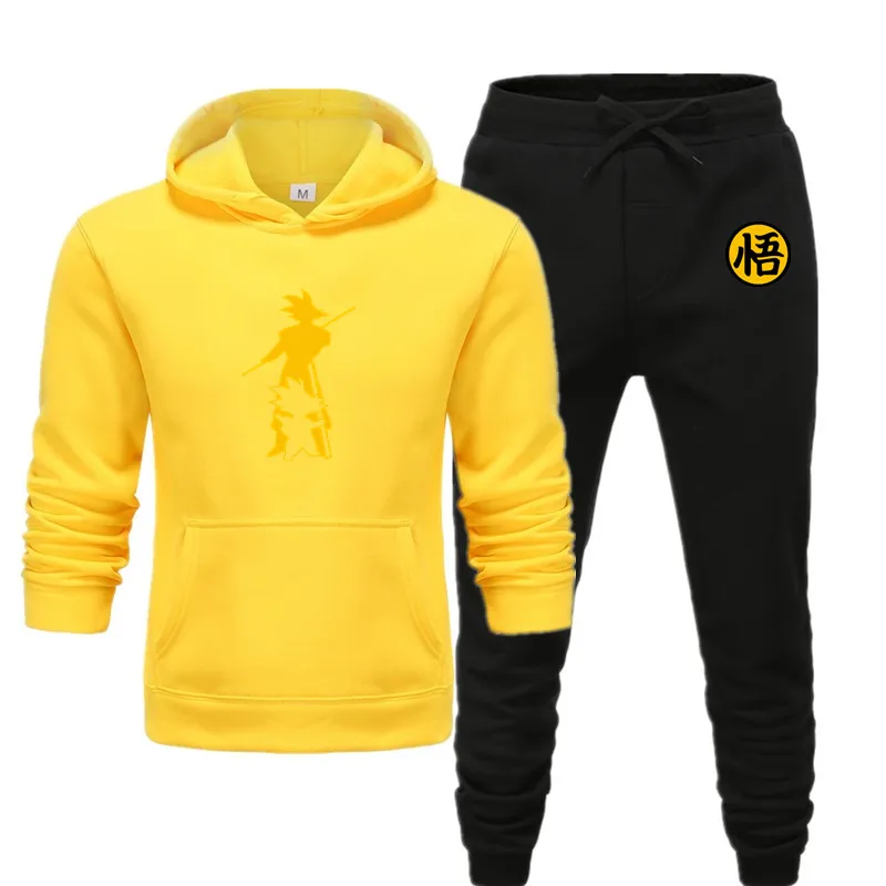 new men's hoodie suit autumn and winter warm clothing fashion printing street hoodie suit running jogging sports suit