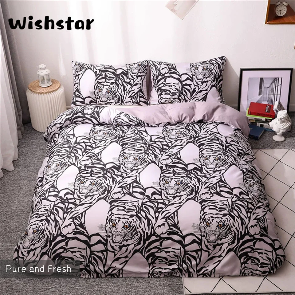 Комплект постельного белья с рисунком белого тигра пододеяльник 220x240