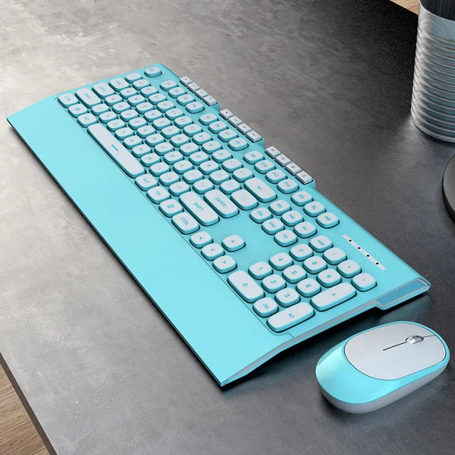 Blue 2,4G Беспроводная игровая клавиатура, мышь, комбинированная Бесшумная клавиатура, оптическая мышь для Macbook, lenovo, Dell, hp, Asus, ноутбука, компьютера - Цвет: Blue