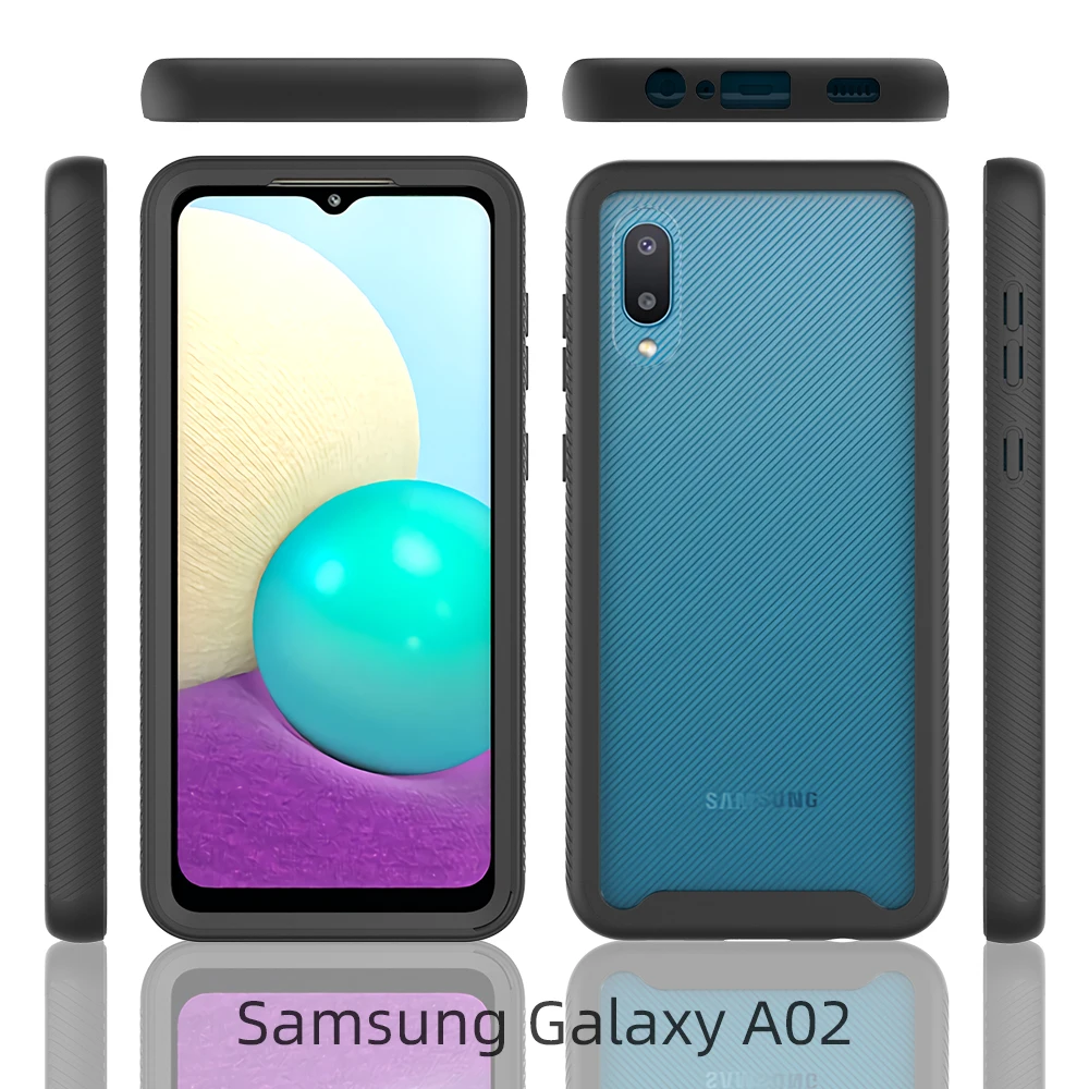 

6 Colors Shockproof Case For Samsung Galaxy A02 New Protect Shell Phone Soft Bumper TPU + PC Back Cover Skins