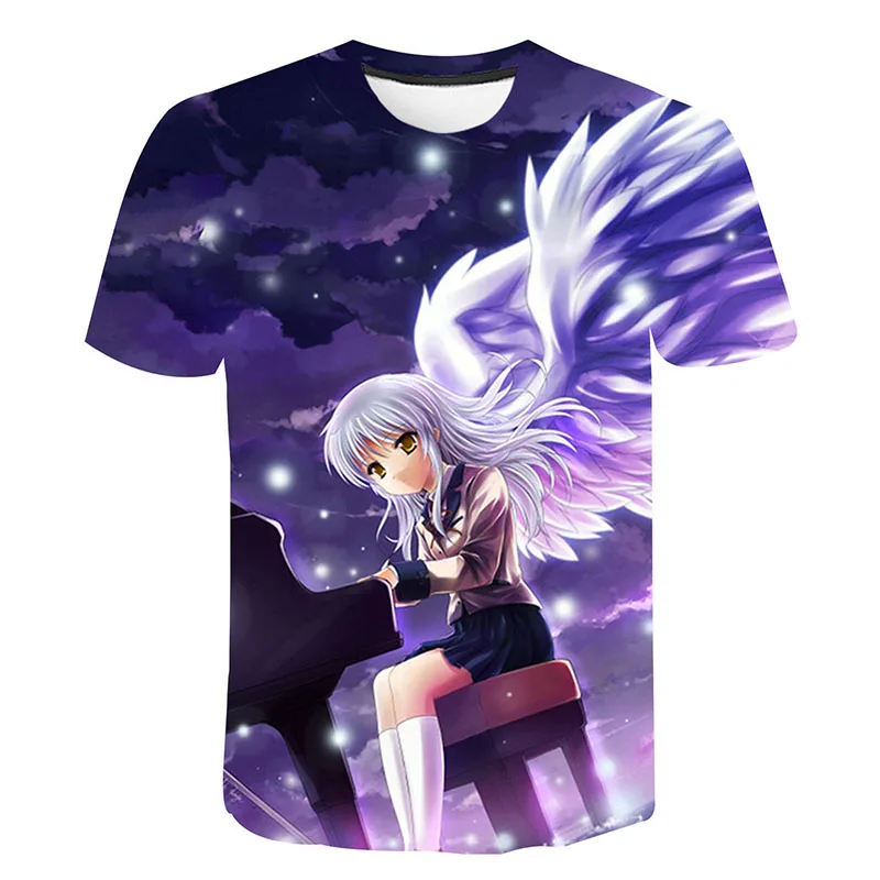 New hot summer style anime Angel beat t-shirt men's women cool Top Men's girls 3D T-shirt fashion casual | Мать и ребенок