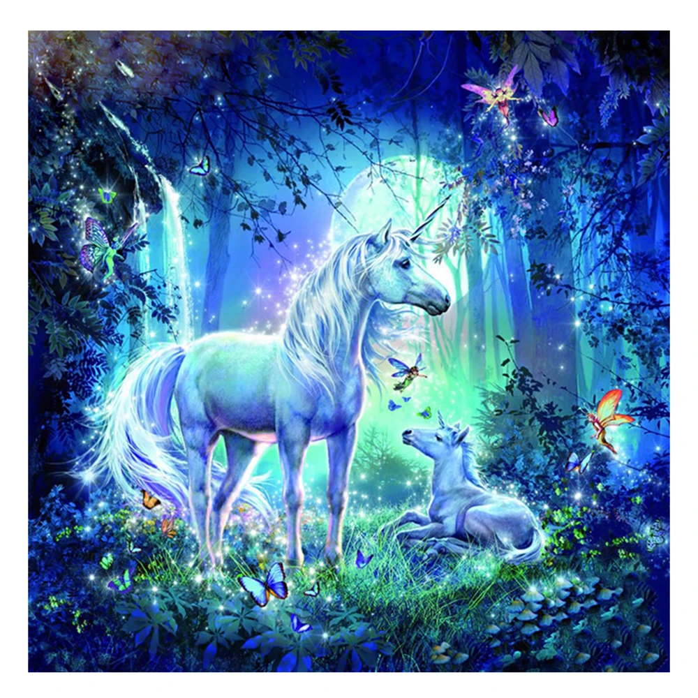 

Алмазная 5D картина «сделай сам», вышивка крестиком, изображения животных стразы, рукоделие, мозаика из страз, единороги в лесу, олень, украше...