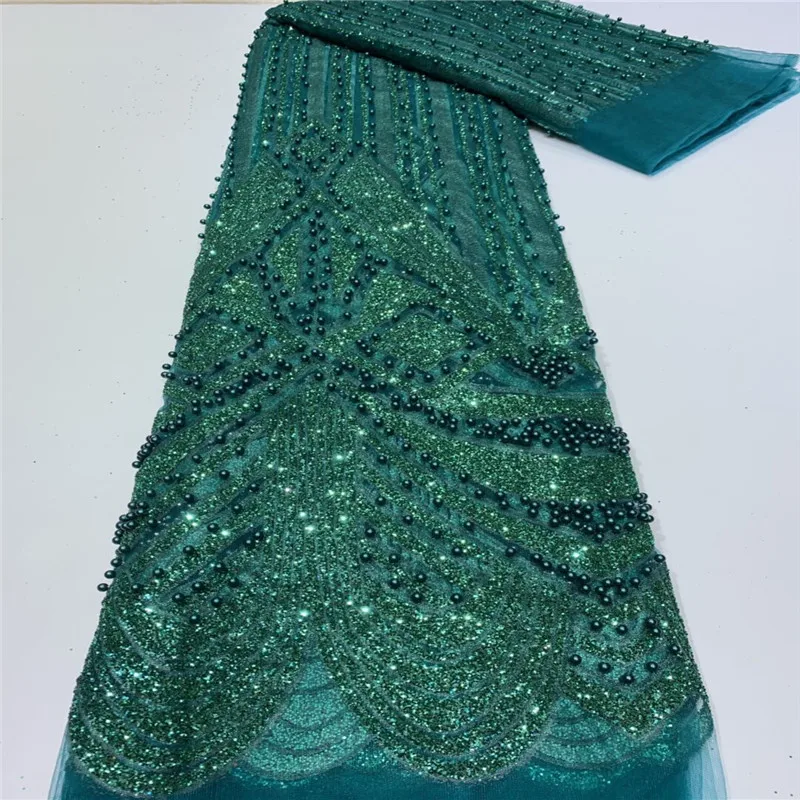 

Very soft Blue beads Latest African Cord Lace Fabrics High Quality 2020 Nigerian Lace Fabric For Wedding African Lace Fabric