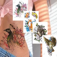 colorful bird fox temporary tattoos sticker realistic fake lion forest watercolor tiger tattoo for women sexy body art tatoos