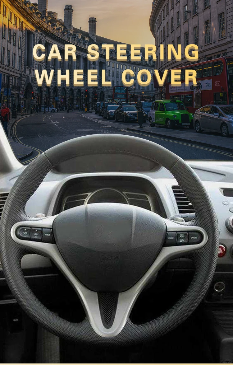 Чехол для ручного шитья рулевого колеса для Honda Civic 8 2006-2011(3 спицы) Авто оплетка на рулевом колесе крышка автостайлинг