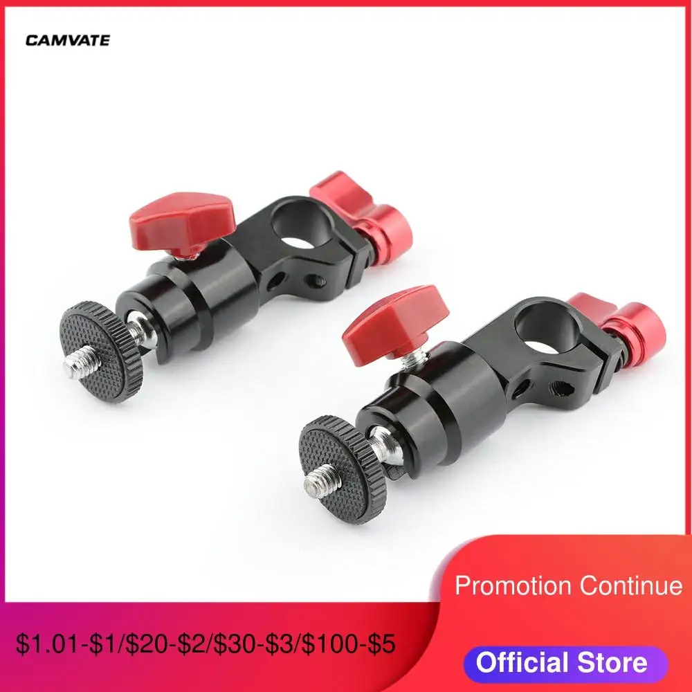 

CAMVATE 15mm Rod Clamp & Ball Head Mount Adapter (Red, 2-Pack) C1783