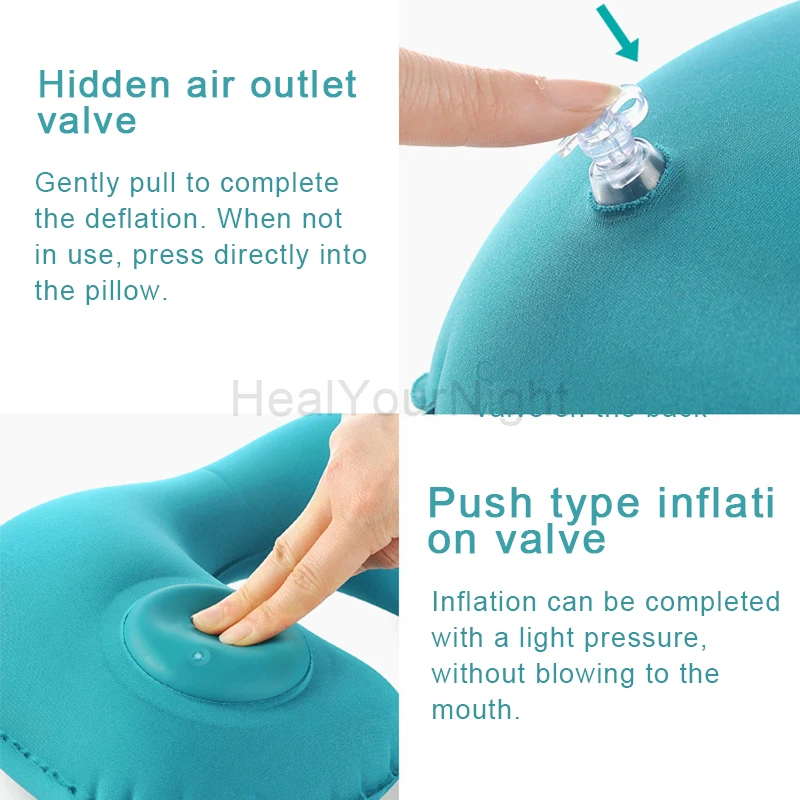 

1PC New U Shaped Travel Pillow Car Air Flight Inflatable Pillows Neck Support Headrest Cushion Soft Nursing Cushion 3 Colors