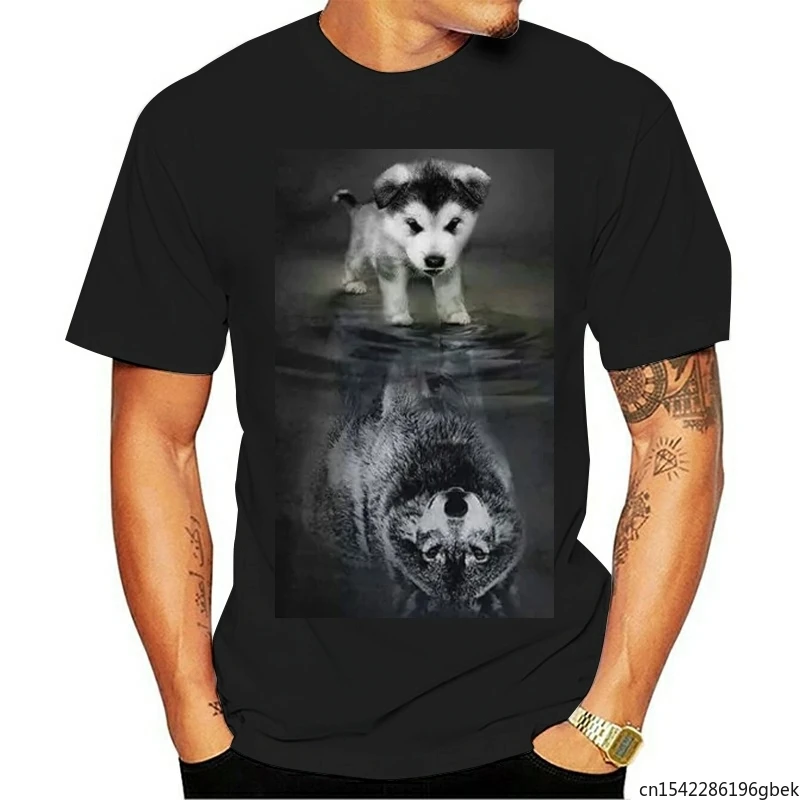 

Art Dog-wolf Reflection Painted Pattern Men's T-Shirt