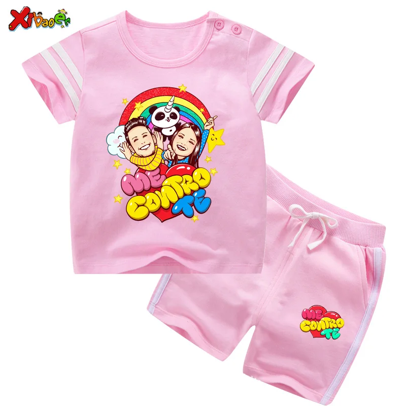 

2 шт., детский хлопковый комплект одежды с коротким рукавом