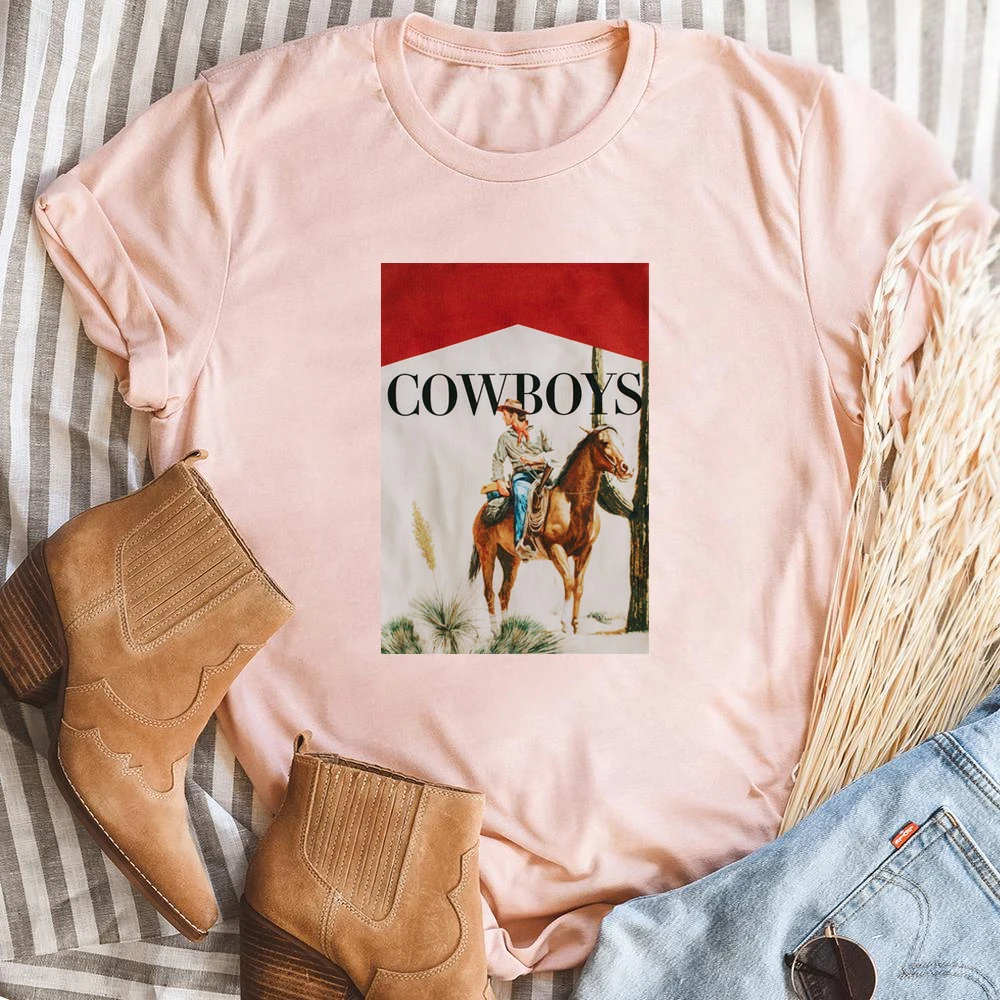 Новые трендовые ковбойские Женские повседневные топы модная футболка унисекс в