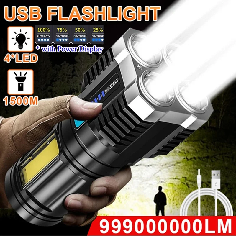 

Quad-Core Bright LED Flashlight Strong Light Rechargeable Super Bright Small Special Forces Outdoor Multi-Functional Spotlight