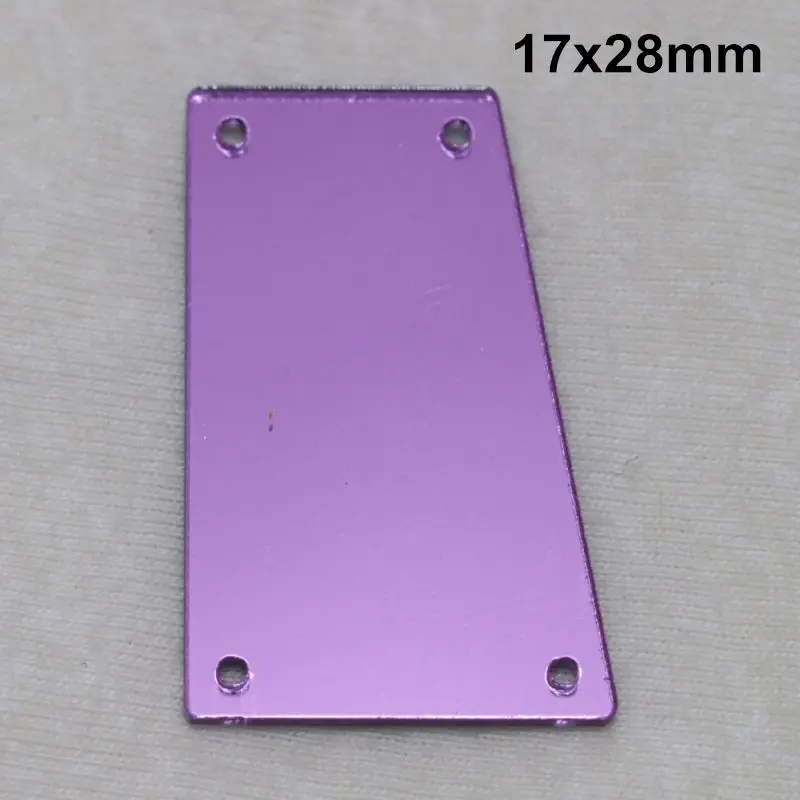 A28-17x28 Фиолетовое акриловое зеркало пришивные стразы DIY Flatback зеркальные акриловые пришивные стразы с отверстиями для шитья - Цвет: A28-17x28