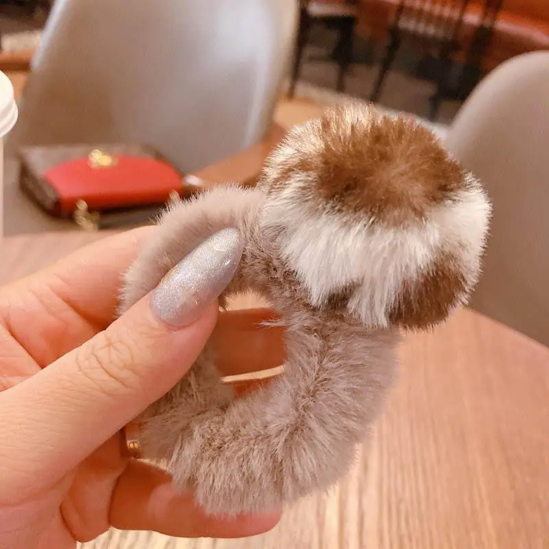 

INS Winter leopard women scrunchies fur women hair scrunchies fashion girls hairbands designer hair accessories for women hair b