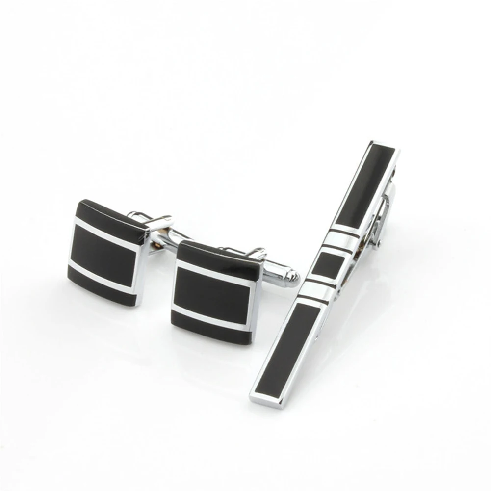 3 шт. портативный медный комплект запонок галстук для вечеринок клип полосатый