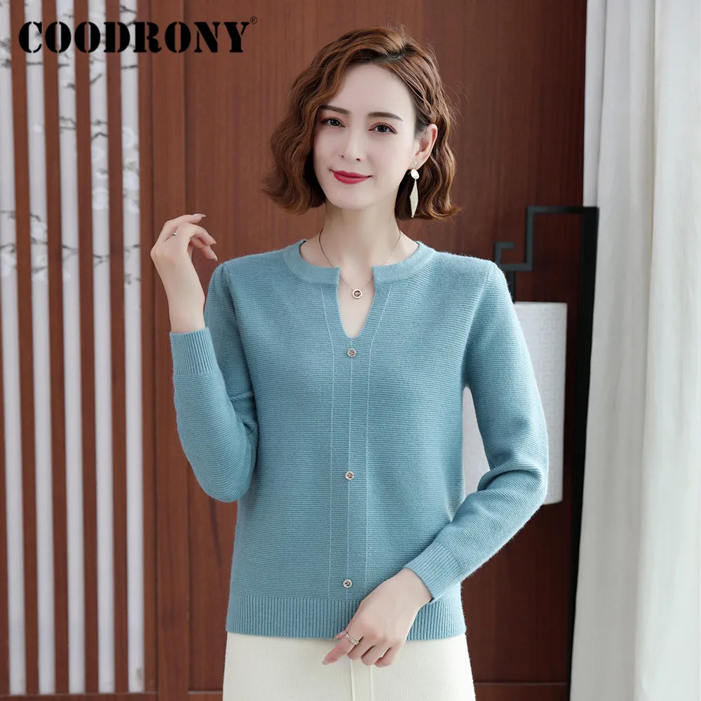 

COODRONY Brand Streetwear Fashion Elegant Slim Women Solid Color Pullover Autumn Winter Knitted Ladies Casual Soft Sweater W1479
